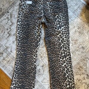 Ganni Brown Leopard Print Flare Jeans